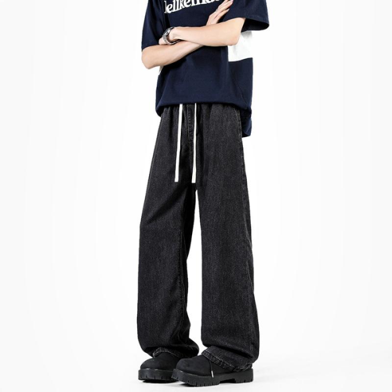 JYL Тонкие джинсы Американские высокие каблуки Прямые повседневные брюки Мужские широкие брюки XL глубоко персикового