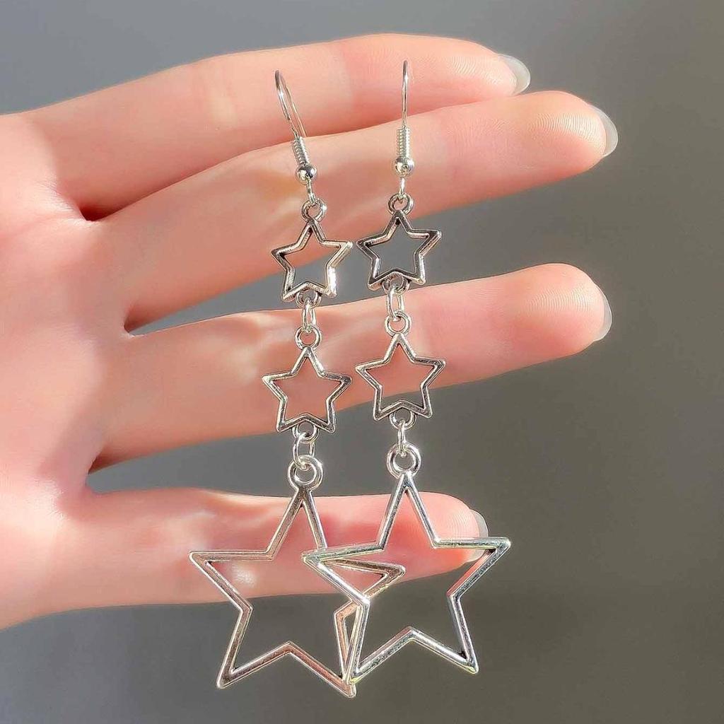 Contemporary Five-Pointed Star Hollow Earrings for Women
