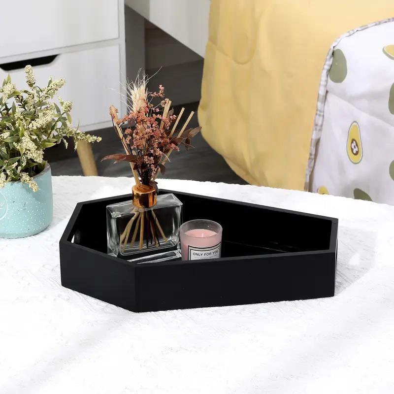 Gothic Coffin-Shaped Wooden Storage Box Black Coffin Makeup Organizer Tray Cosmetic Holder Home Office Decor Halloween