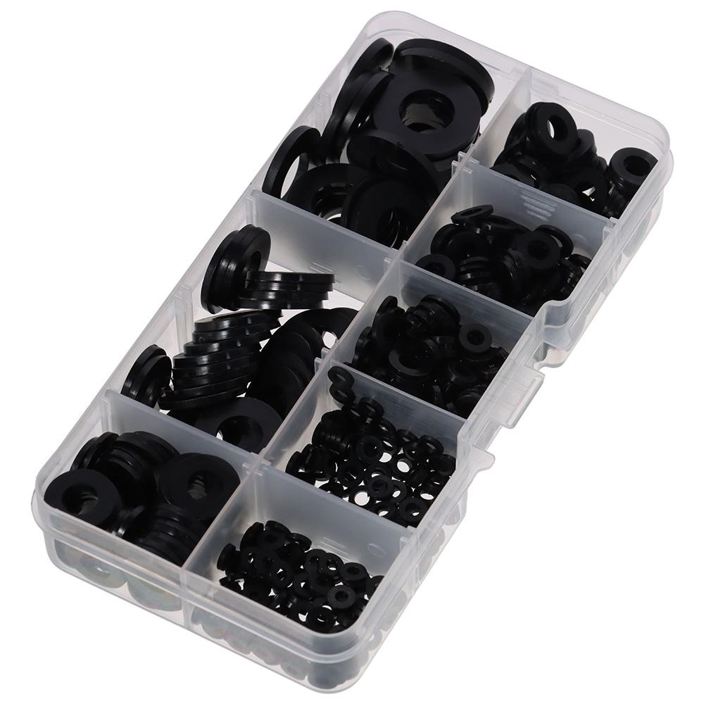550Pcs Black Flat Washer Assortment Kit Sealing Washers for Screw Bolt  Electrical Connection