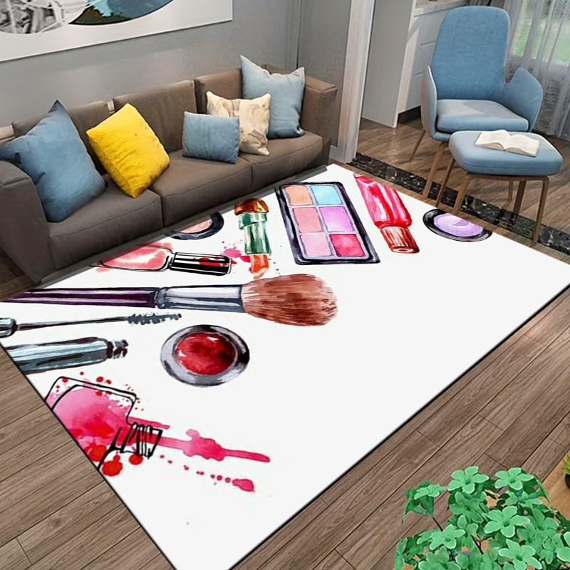 15 Sizes Hand painted makeup and cosmetics  Room Rug Street Fashion Carpet for Bedroom Living Room Floor Mat Home Decor Non-Slip