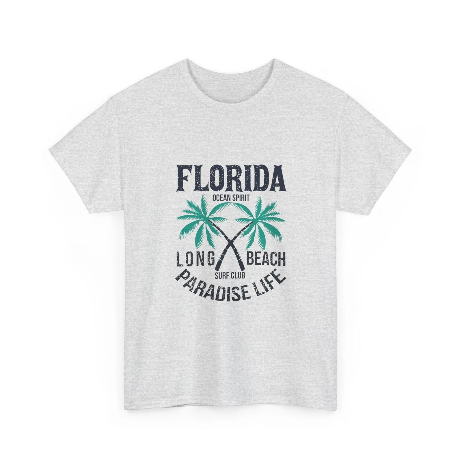Florida T-Shirt Palm Trees Long Beach Tee Paradise Life Beach Shirt 3XL