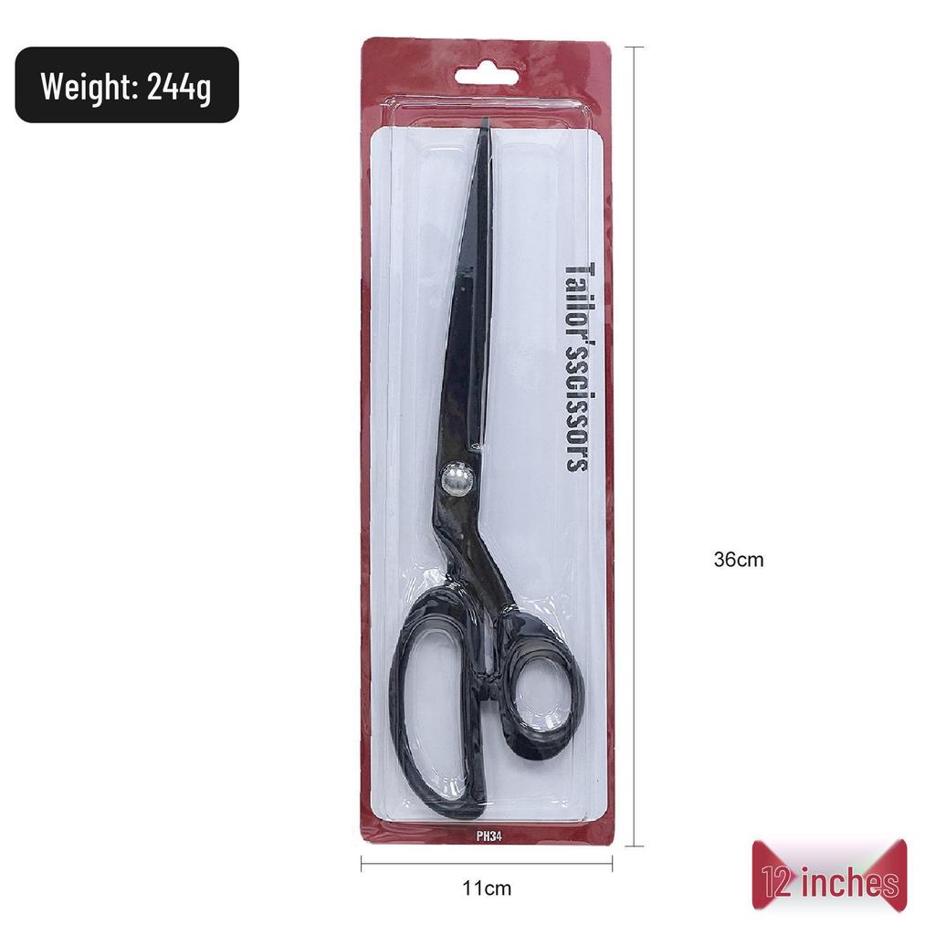 Professional Fabric Cutting Scissors: Tailoring, Dressmaking, Household Sewing, Crafting - Large, Blackened