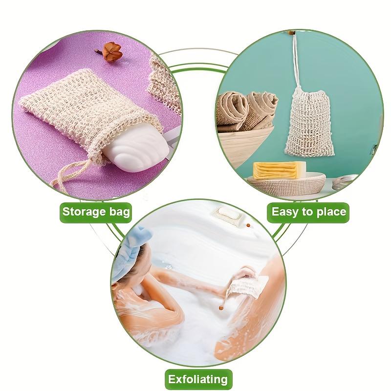 Set of 2 Soap Bags for Shower & Bath, Exfoliating Body Scrubber Pouch, Soap Holder Net for Drying and Extending Soap Life