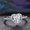 Cubic Zirconia Heart Ring Rhinestones Band Women Ring Sparkling Engagement Ring Wedding Anniversary Gift for Her Wife Girlfriend