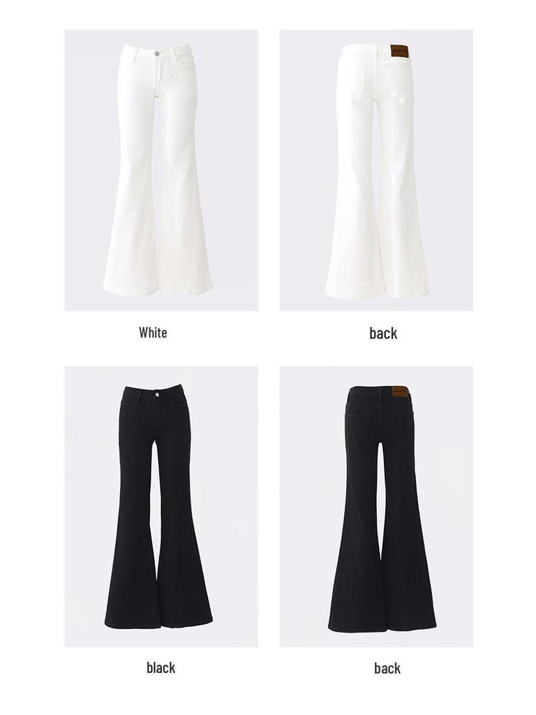 Women's 2025 Low-Waist Slim Fit Flared Jeans - Black, No-Slip, Elastic, Leg-Slimming, Spring Style