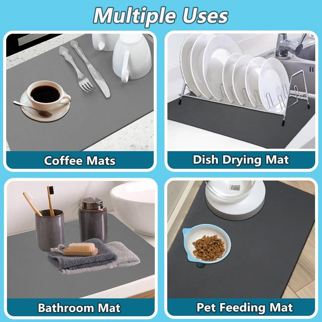 Super saugfähige, große saugfähige Matte für die Küche, rutschfeste Abtropfmatte für Kaffeegeschirr, schnelltrocknende Abtropfmatte für das Bad, Geschirrmatte