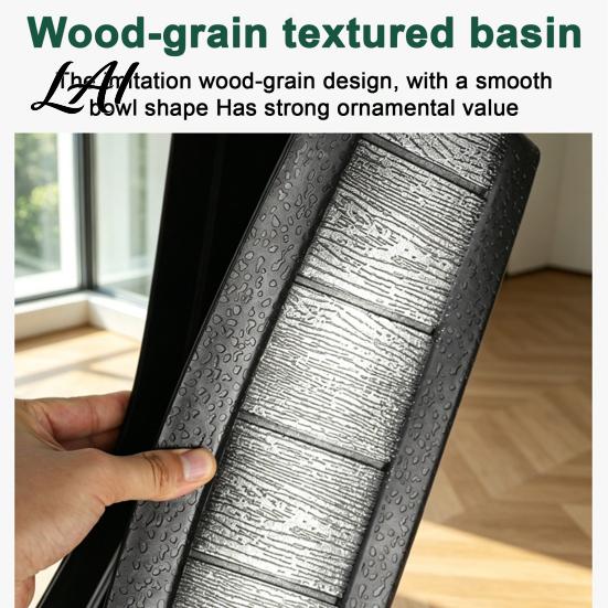 Large Capacity Gardening Pots for Flowers 18 Inch Rectangular Planter Box Imitation Wood Grain Window Box Planter Plastic Vegetables Portable Flower