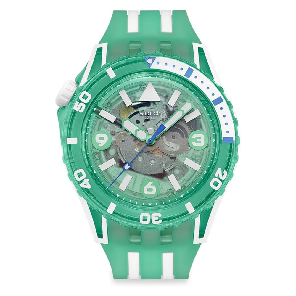 Swatch Scubaqua Medusae Unisex Watch Green 43mm Water Resistant Silicone Strap