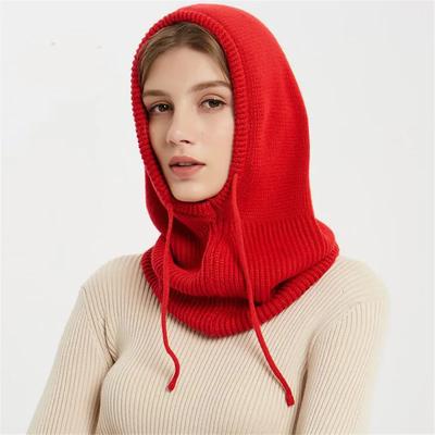 Kış Kadın Şapkaları Unisex Örme Kapüşonlu Boyunluk Bere Erkekler ve Kadınlar İçin İpli Tek Parça Şapkalar Isıtıcı Balaklava Şapka