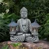 1pc Lighthouse Buddha Statues with LED Lights, Solar-Power Buddha Sculpture Decor for Home Garden, Yard, Patio, Yoga