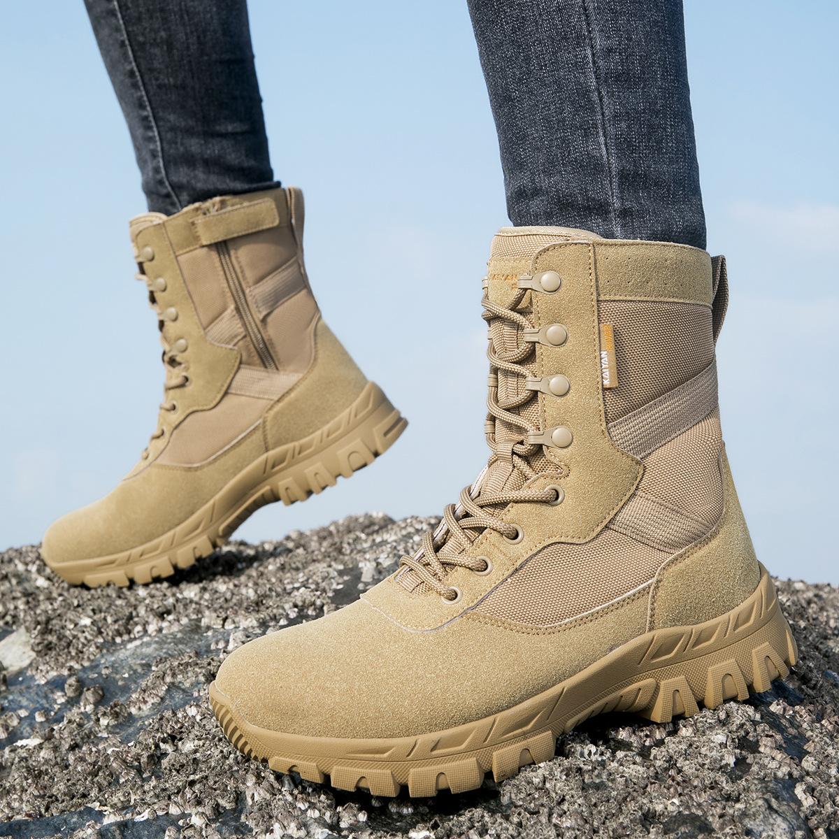 

Combat boots Outdoor waterproof and non-slip tactical boots training shoes Desert mountaineering men s mid-top shoes tactical training 45 пісочний
