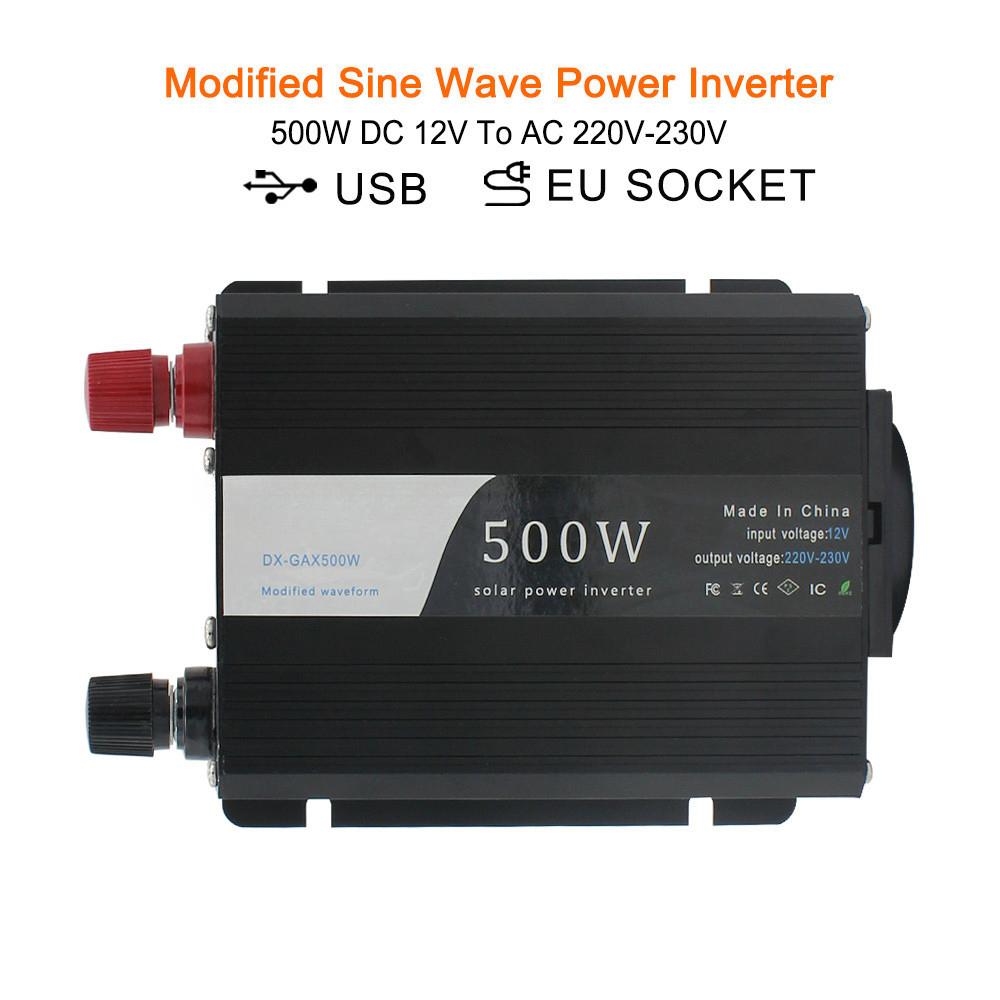 500W Black Portable Automatic Transformer Dual USB Universal Socket Voltage Converter