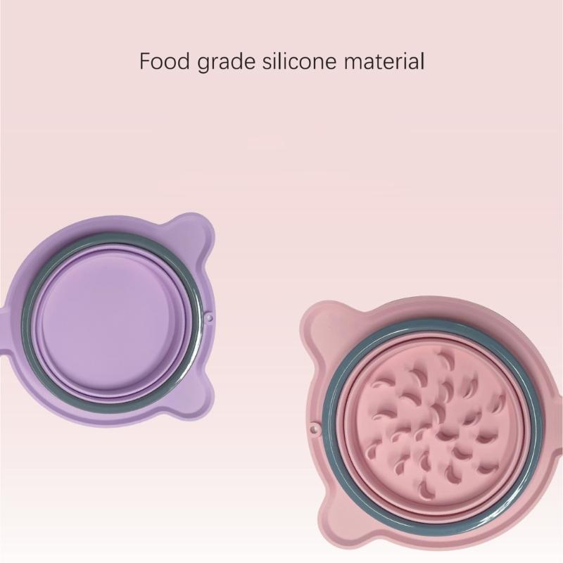 Dog Slow Feeding Bowl Silicone Pet Food Bowl Pet Dogs Outdoor Travel Feeding Bowl Foldable Food Feeder Bowl Dog Dishware