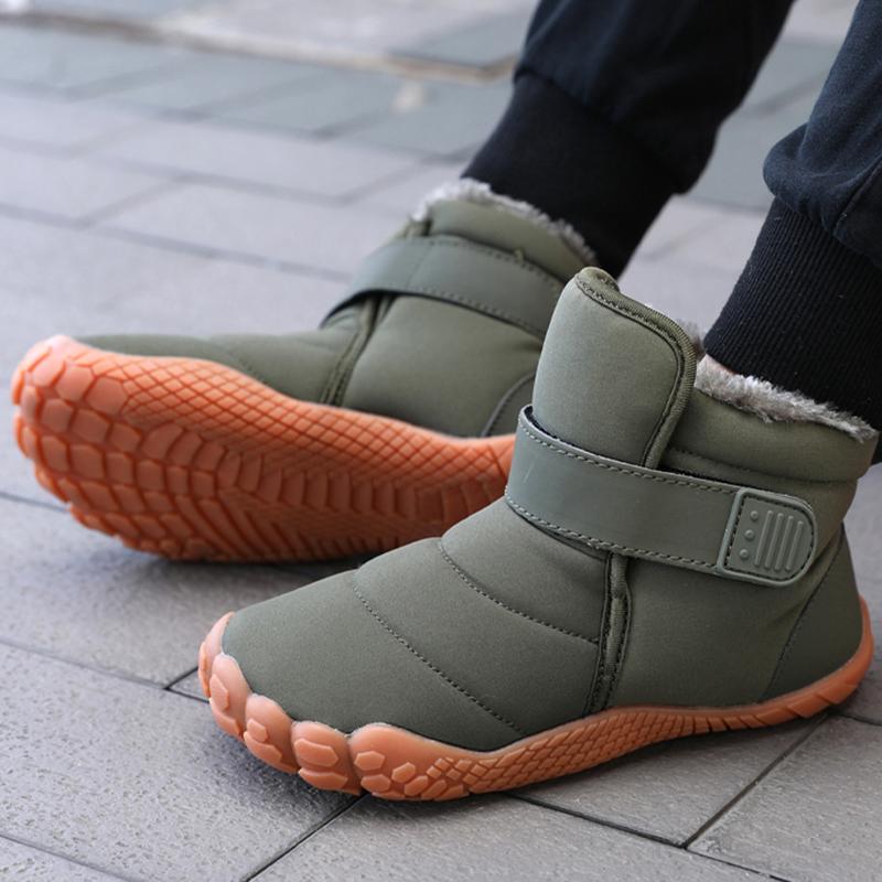 Kinder 2025 Neue Barfuß-Schneestiefel mit breiter Zehenbox Jungen Mädchen Winter Minimalistische Wasserdichte Sneakers Mädchen Jungen Rutschfeste Warme Schneestiefel