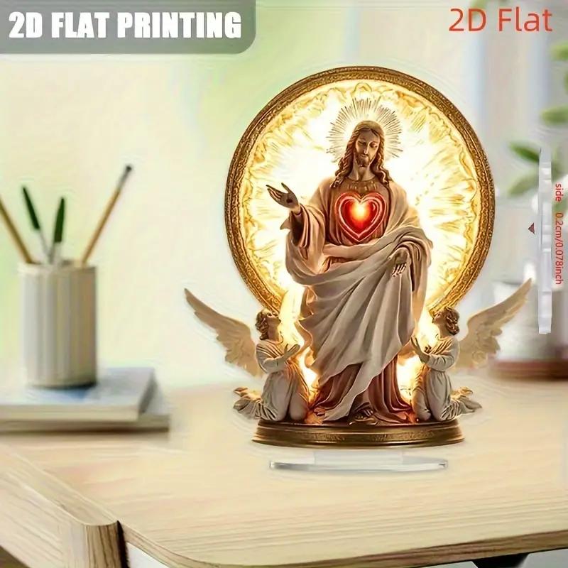 2D Flat Acrylic Tabletop Decoration for Jesus' Birth Scene Holiday Home Ornament Newborn Suitable Christian Religious Art