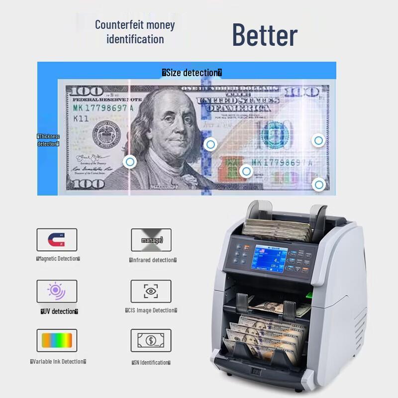 Weirong 6070 Multi-Currency Banknote Sorter CN plug (adapter included)