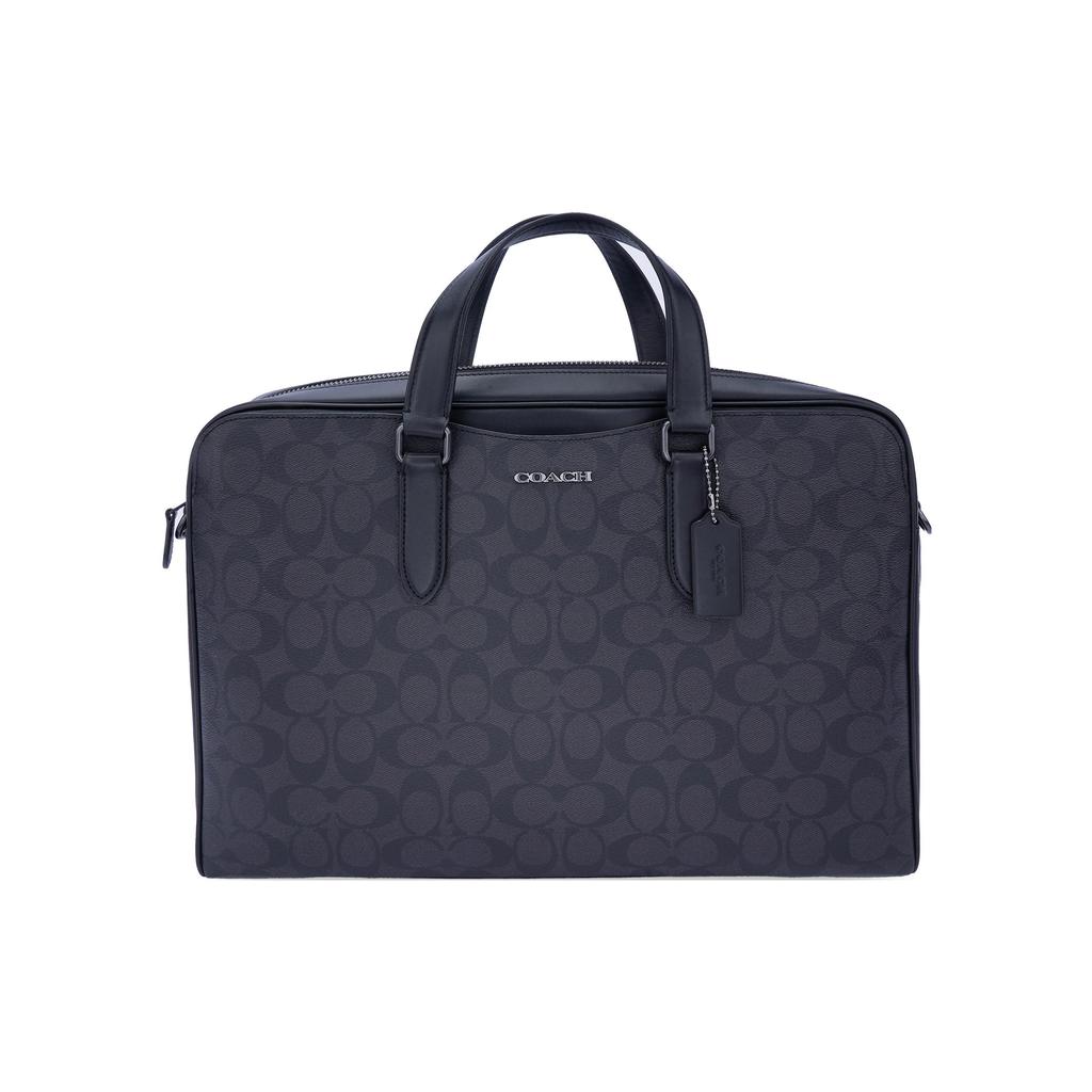 New COACH Graham Calfskin Portable One Shoulder Crossbody Briefcases Large Size Men's Black C8175-QBN3A