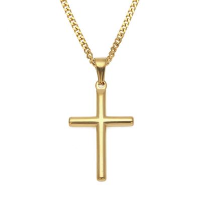 Gold Color Stainless Steel Cross Pendant Necklaces Men Hiphop /Rock Fashion Vintage Necklace Male Jewelry Gifts Drop Shipping