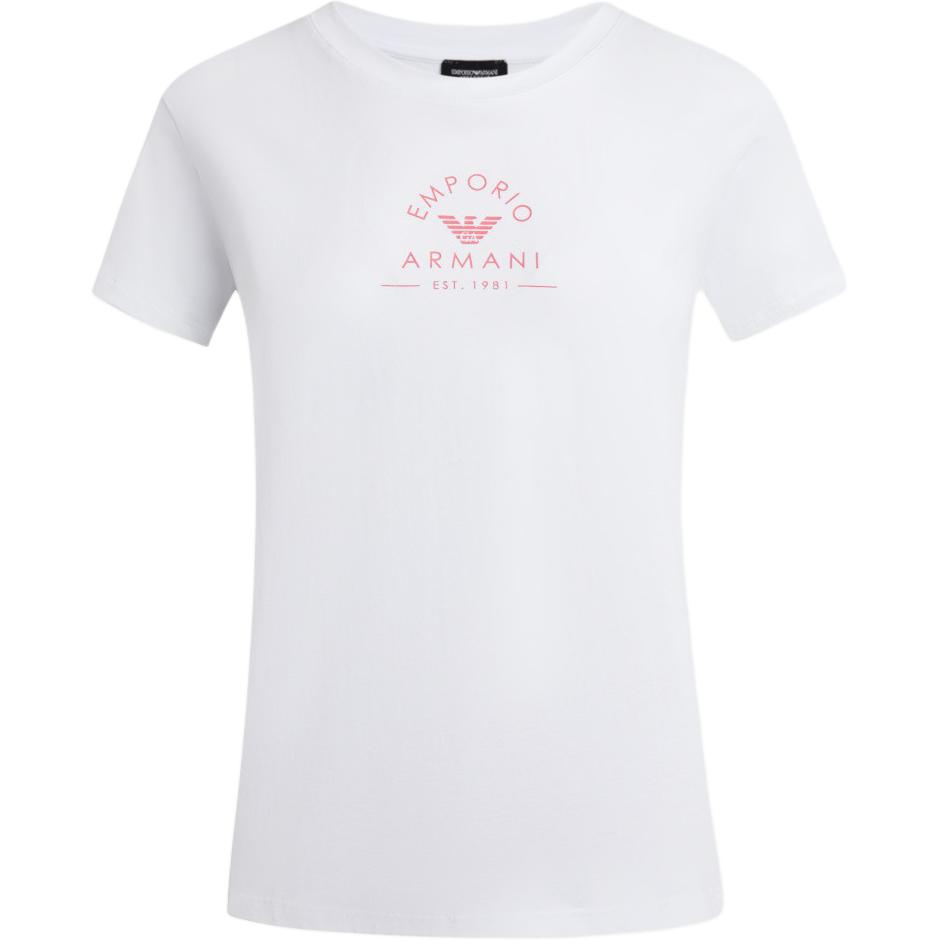 Emporio Armani EA7 SS24 Logo Letter Print Casual Round Neck Short Sleeve T-Shirt Women tops White 164720-4R227-00010 L
