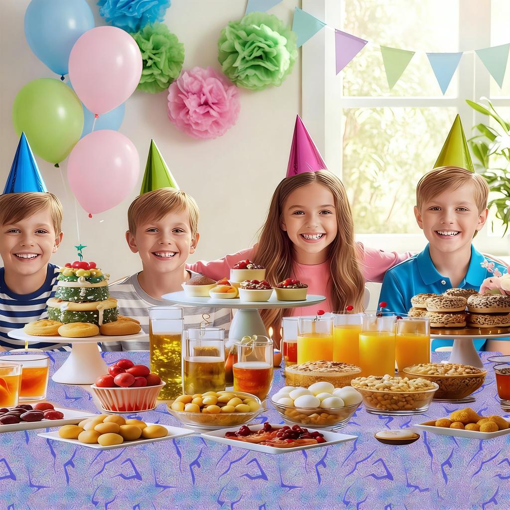 Purple Aluminum Film Tablecloth, Party Cartoon Children's Birthday Decoration Items, Set Up Party Dessert Table, Table Decoration Tablecloth.