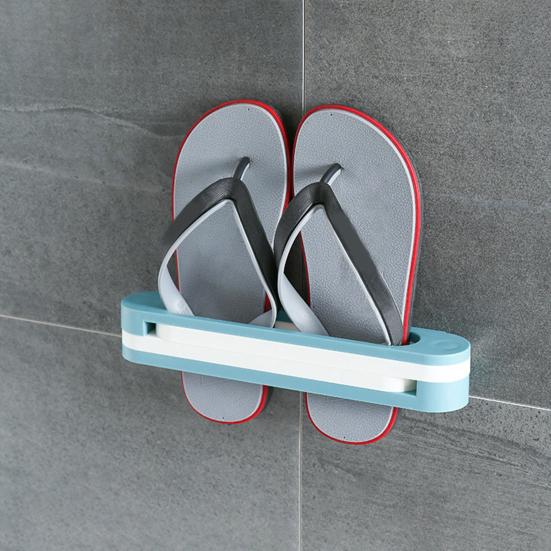 2Pcs Slippers Storage Rack Punching Free 3 In 1 Wall-Mounted Folding Organizer Kitchen Bathroom Slipper Stand
