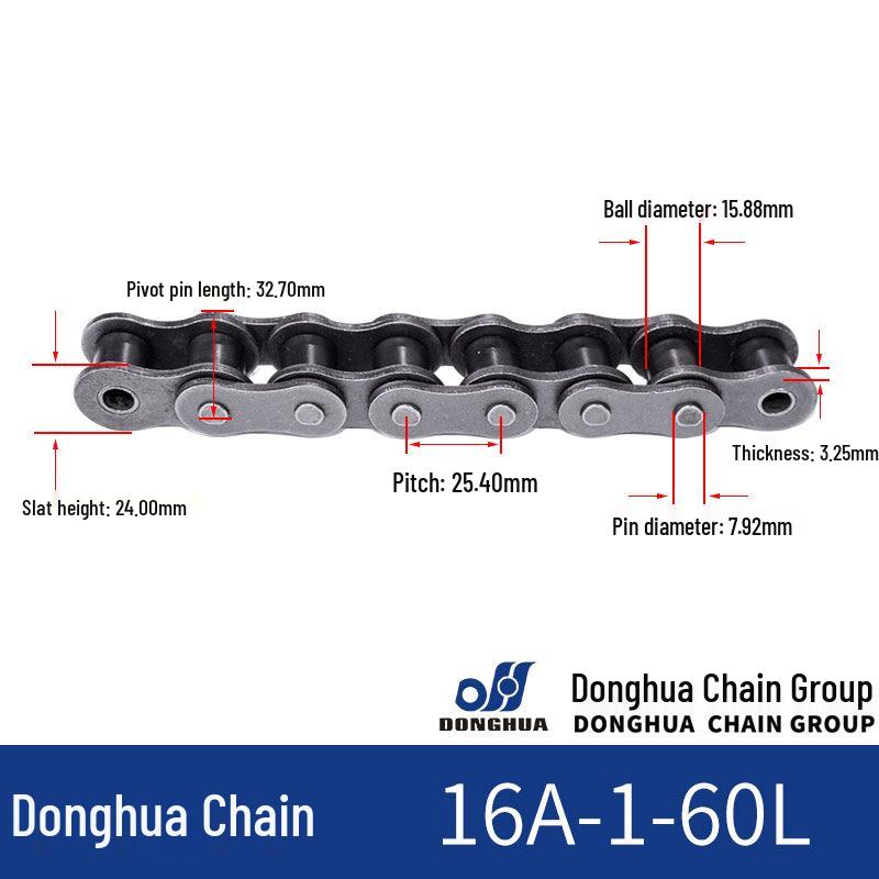 Donghua Industrial Transmission Chain: Single/Double Roller, Manganese Steel, Large Pitch Precision Roller Chain.