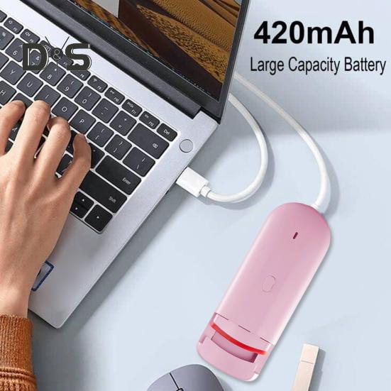 Heated Eyelash Curler Electric Eye Lash Curlers with Built-in Curved Comb Silicone Pad Rechargeable Quick Natural Curling Professional Eyelash