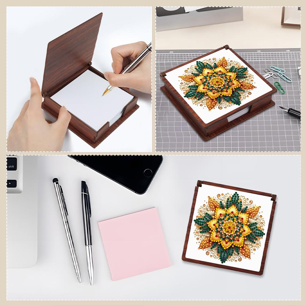 Wooden 5D Diamond Painting Kit Note Box DIY Diamond Art Note Box for Home Office School Supplies Holiday Gifts