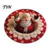 Christmas Themed Home Decor Round Rug, 3D Illusion Mat, Holiday Winter Carpet, Soft Gnome Deer Crystal Velvet Floor Mat Santa House Festive