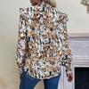 2025 Autumn and Winter New Long Sleeve Leopard Print Women's Half Turtle Collar Flying Sleeve Shirt for Women