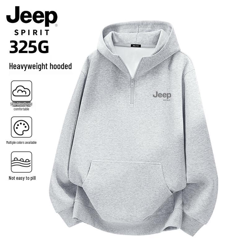 Jeep Spirit Men's Casual Half-Zip Hooded Sweatshirt