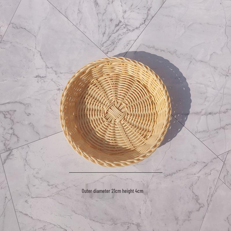 Creative Round Handwoven Rattan-Style Basket for Snacks & Dried Fruit