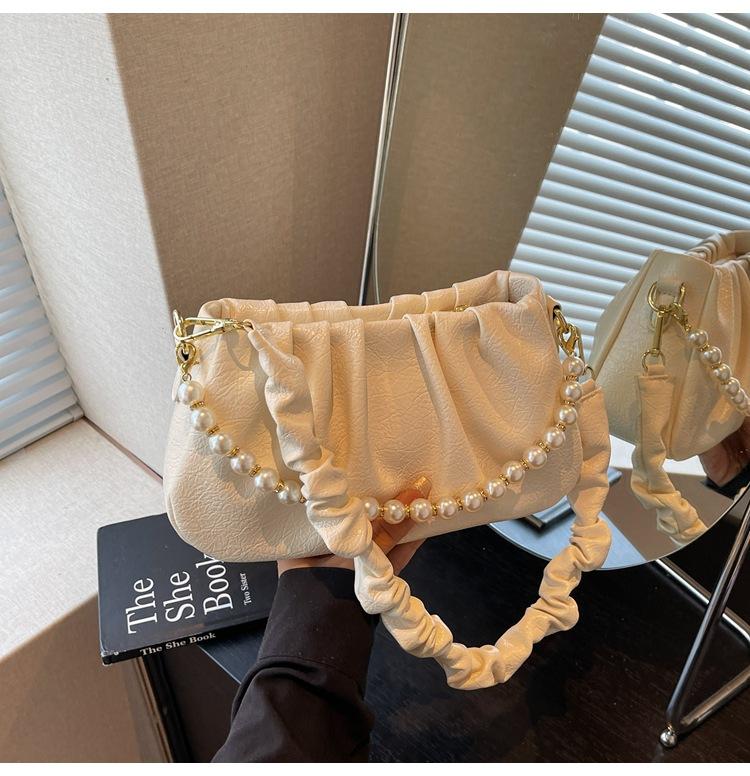 Large capacity bag women's summer new casual messenger bag shoulder underarm pleated cloud bag