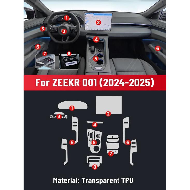 Transparent TPU For ZEEKR 001 EV 2024 2025 Car Center Console Media Dashboard Navigation Anti-scratch Protector Interior Film
