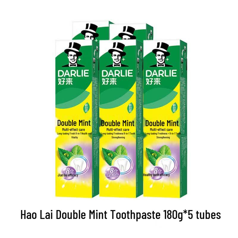 DARLIE Double Mint Toothpaste, Fresh Breath & Gum Care, 5x180g