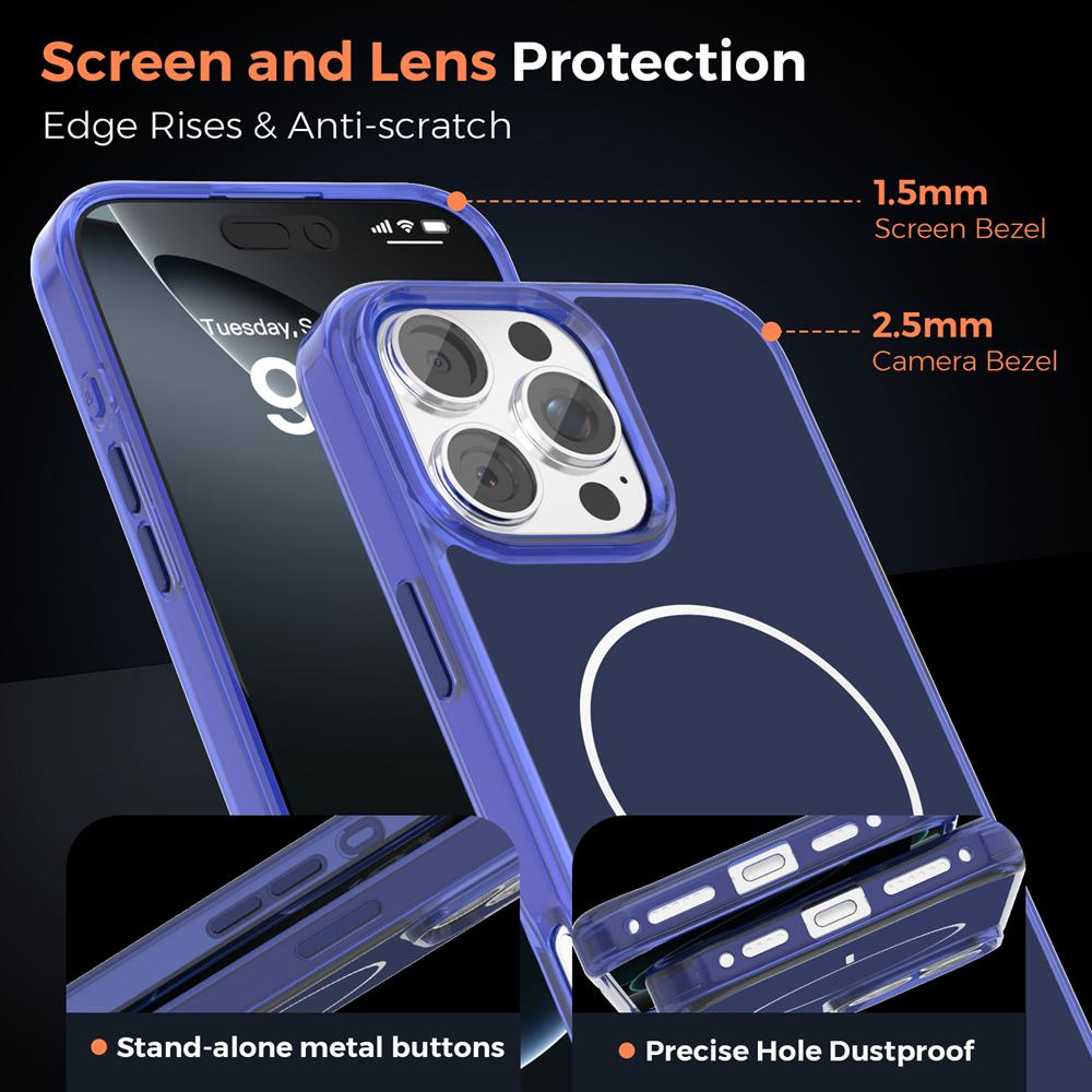 KEYSION Luxury Magnetic Case for MagSafe for iPhone 14 15 16 Pro Max Soft TPU+PC Wireless Charging Shockproof Phone Back Cover