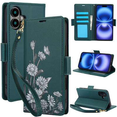 Flip Wallet with Card Holder Phone Case for IPhone 16E 16 15 14 Plus 13 12 11 Pro Max XS XR X 7 8 Wrist Strap Leather Cover