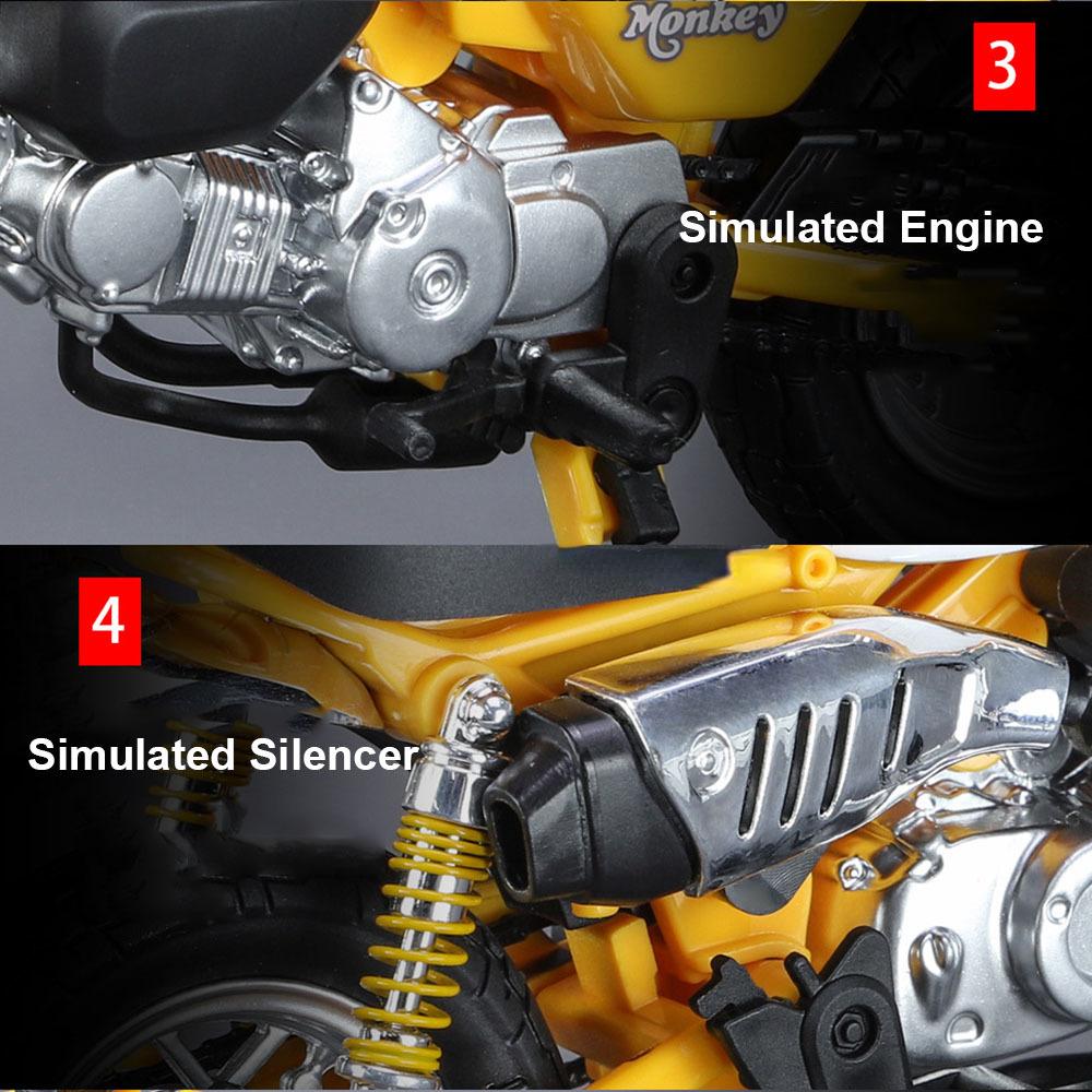 1/12 Honda Monkey Alloy Toy Motorcycle Model Car with Sound Light Rear Wheel Suspension Motorbikes Vehicle Models for Children