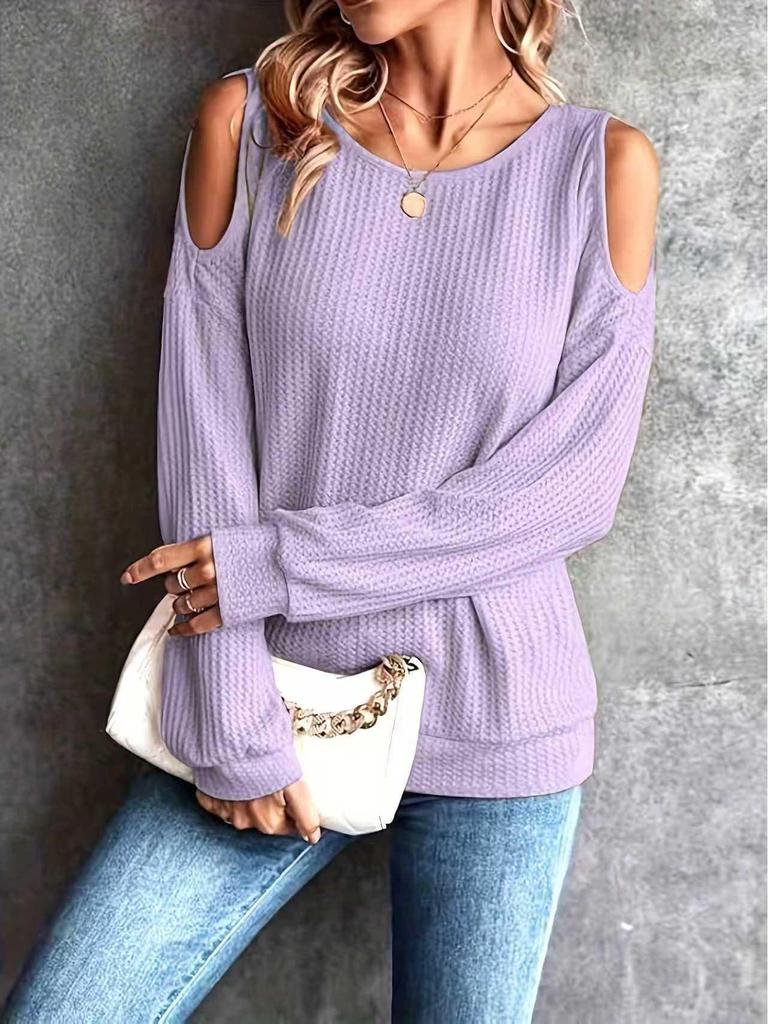 2025 Women's Autumn-Winter Off-the-Shoulder Back Button Long-Sleeve T-Shirt