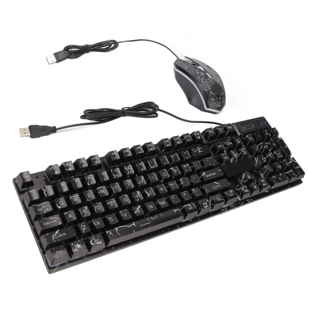 USB Keyboard Mouse Combo Good Resilience Crack Colorful Backlight 104 Keys Clear Characters Gaming Keyboard Mouse Combo