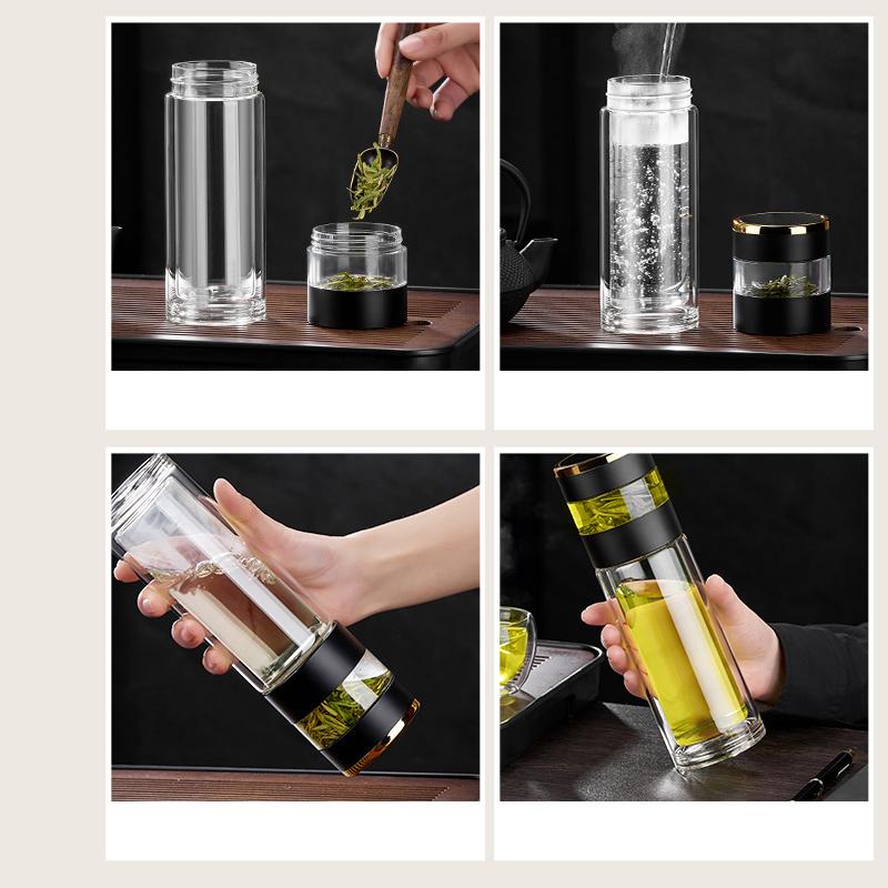 Smart Tea Glass One Touch To Show Temperature Tea Separation Cups Office Double-Layer Portable Creative Water Cup
