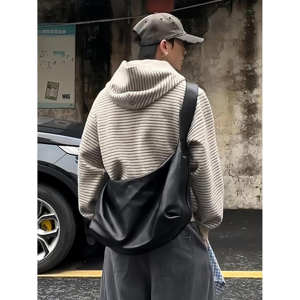 Unisex Retro Bluza z kapturem na zamek w paski Kardigan na wiosnę/jesień - Casualowa, Luźny krój