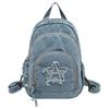 Denim Brusttasche Große Kapazität Damen Umhängetasche Pendler Mehrere Fächer Fünfzackiger Stern Rucksack