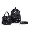 3Pcs/Set Bow Print Aesthetic Daypack with Handbag Pencil Case Student Rucksack for Girl Women Travel