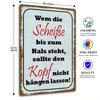 1pc Art Deco Style Metal Tin Sign, "Scheife Bis Zum Hals Steht" Quote, Rustic Wall Decor for Home & Office, Metal Wall Art Decor