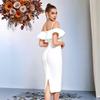 European and American New White Suspender Lace Bandage Dress, Slim Temperament Ruffle Edge Daily Party Evening Dress