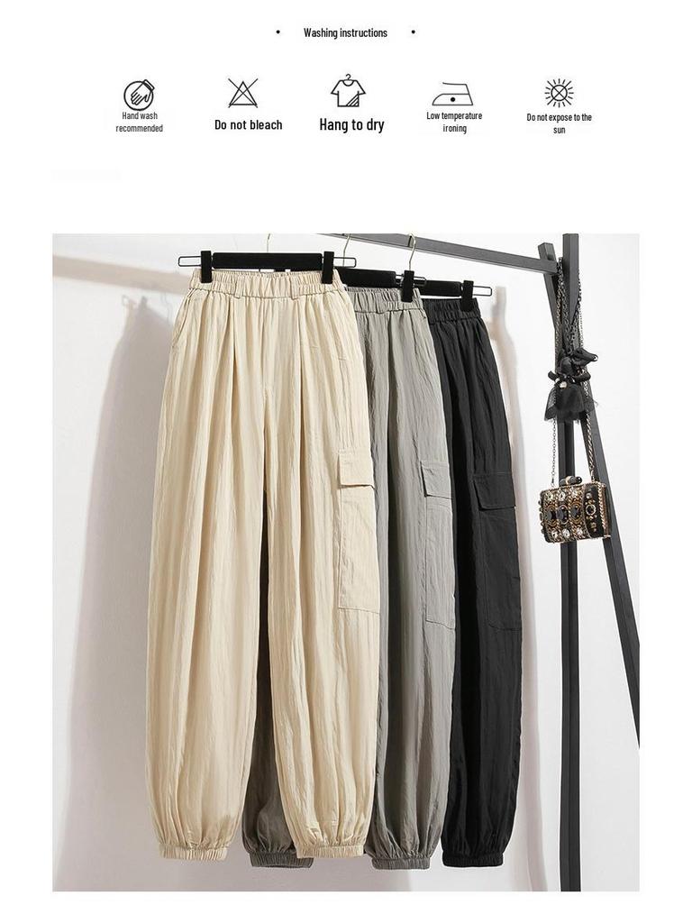 Autumn Gray Quick-Dry Wide-Leg Retro Sport Pants