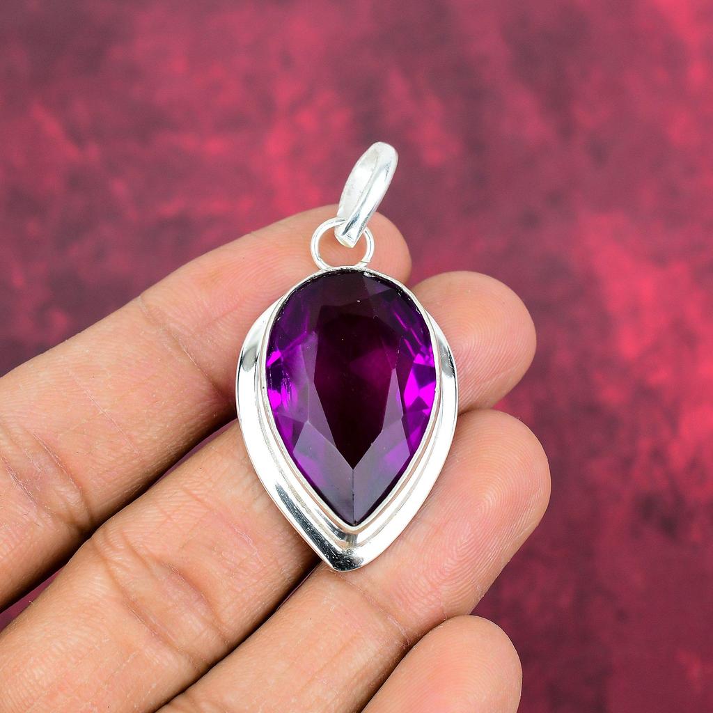 Pink Amethyst Pendant, Handmade Gemstone Pendant, 925 Sterling Silver Pendant Unique Design Jewelry