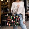 Christmas Santa Pattern Tote Bag Women Fashion Holiday Portable Handbag Christmas Cute Daily Carry Shopping Bag
